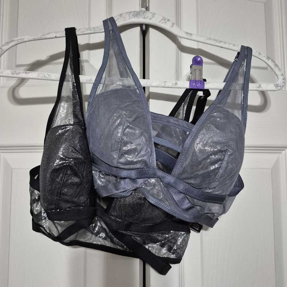 Victoria's Secret Black and Gray Shimmer Bra BUNDLE
